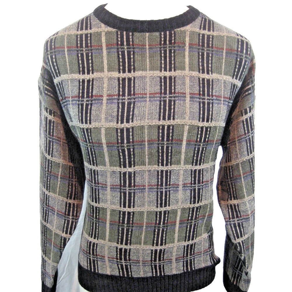 Mens Dockers Gray Plaid Crew Neck Pullover Sweater sz Lg